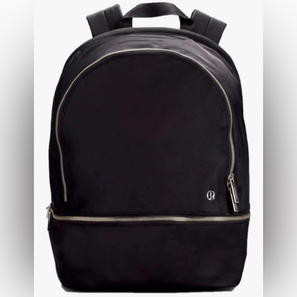 LIKE NEW Lululemon City adventurer Black Backpack silver zip PRICE FIRM